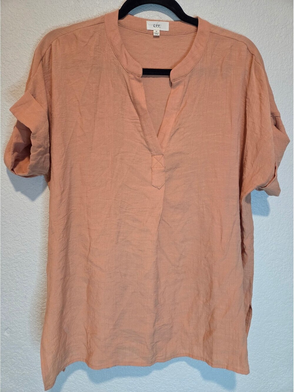 Ott Peach Short Sleeve Blouse Size M